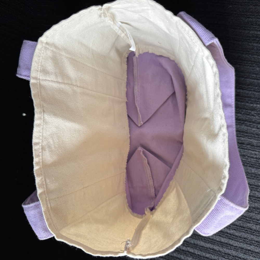 Trader Joes Mini Canvas Tote Bag Purple Lilac Limited Edition Grocery Handbag - Picture 8 of 10